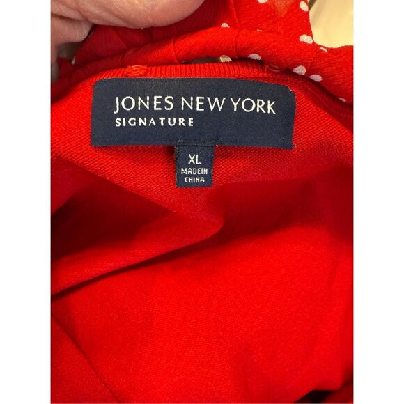 Jones New York Red Knit Top Removable Ruffle Collar Sz. XL 3/4 Sleeves - Picture 9 of 11